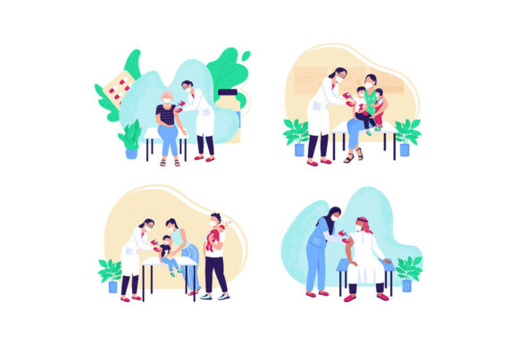 Adult and Children Vaccination Graphics and Illustrations