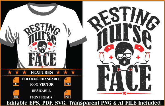 Nurse T-Shirt Design Resting Nurse Face Graphics