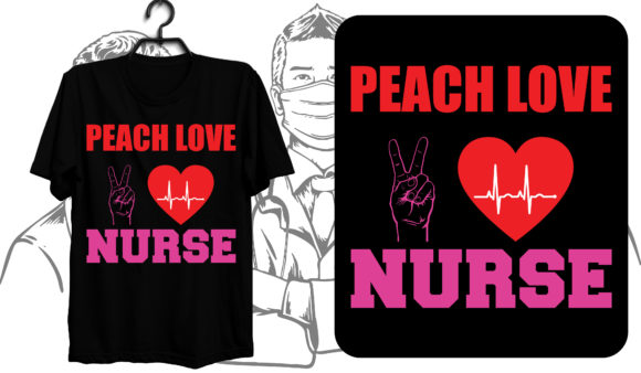 Peach Love Nurse Graphics for T-Shirt Designs