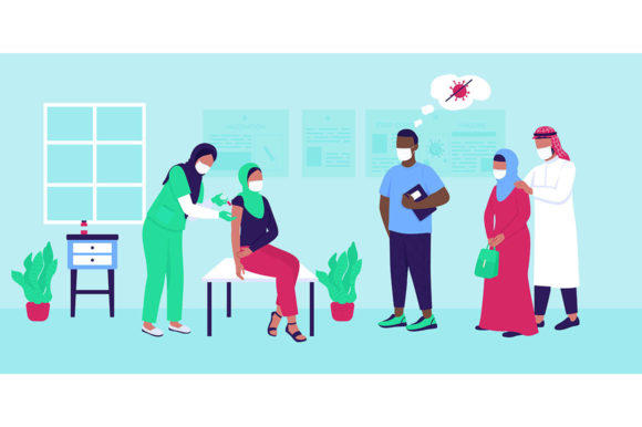 Queue to Vaccination Illustration for Graphics